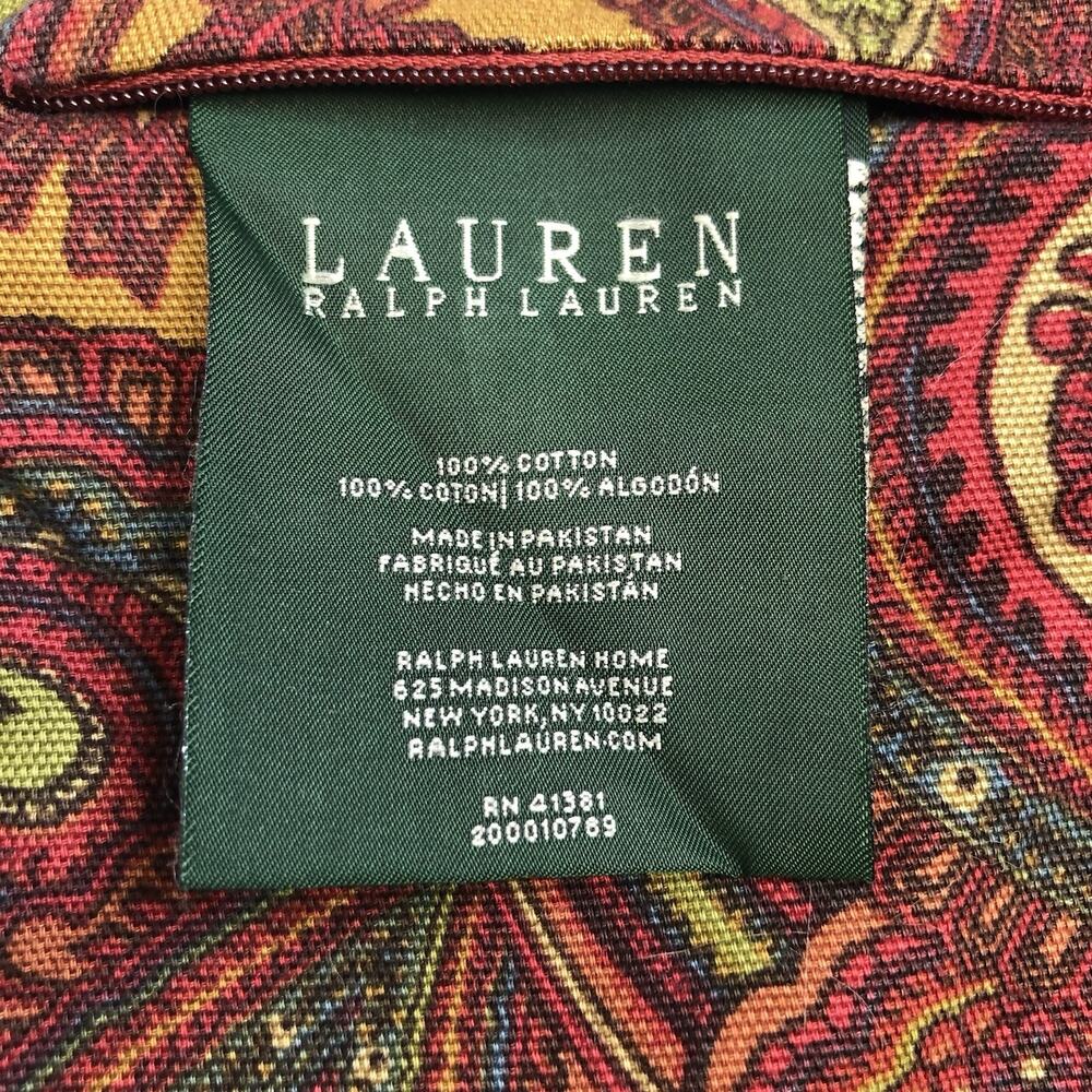 Lauren Ralph Lauren 3pc Paisley Throw Pillow Shame Cotton 17x17 Red - Picture 2 of 5